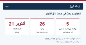 حادث تاكونيت.. بحث قضائي وحصيلة ارتفعت إلى خمس وفيات يوم 21 أكتوبر